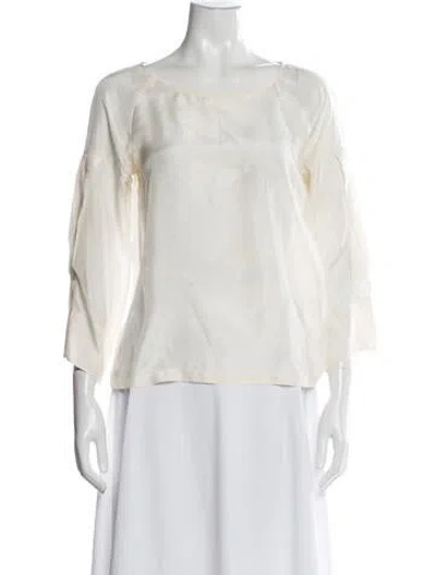Pre-owned Dries Van Noten Silk Crew Neck Blouse In Neutrals