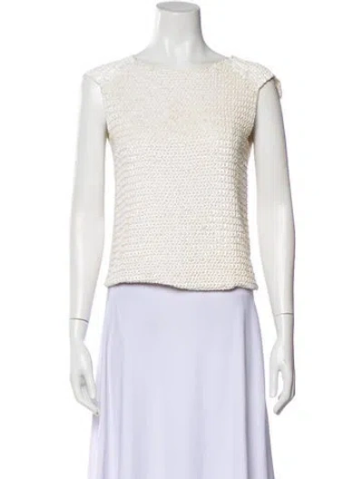 Pre-owned Dries Van Noten Silk Crew Neck Top In Neutral