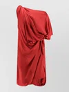 Dries Van Noten Silk Dress With Lateral Knot And Draped Detailing In Red