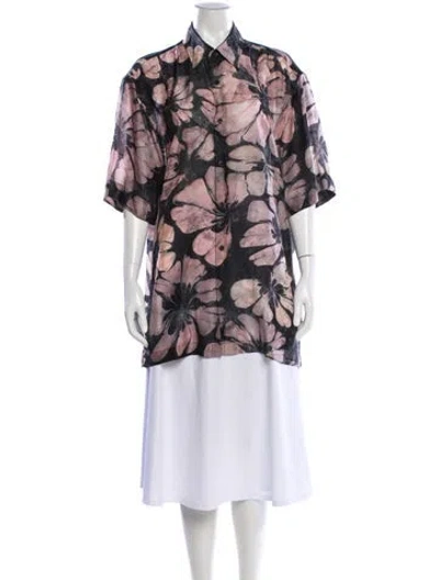 Pre-owned Dries Van Noten Silk Floral Print Blouse In Multi