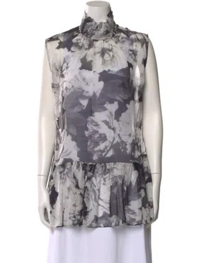 Pre-owned Dries Van Noten Silk Floral Print Blouse In Multi