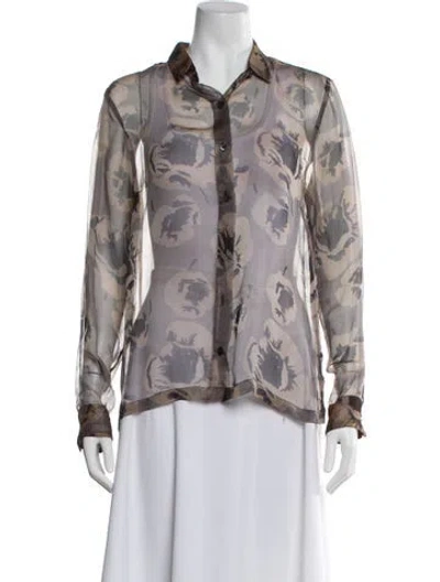 Pre-owned Dries Van Noten Silk Floral Print Blouse In Multi