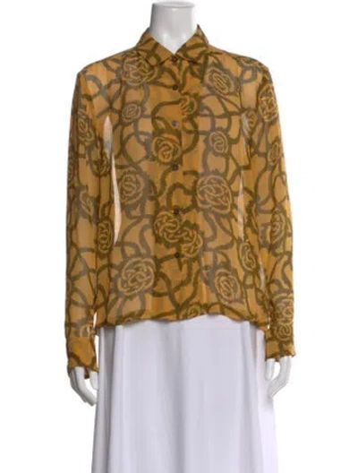 Pre-owned Dries Van Noten Silk Floral Print Blouse In Multi