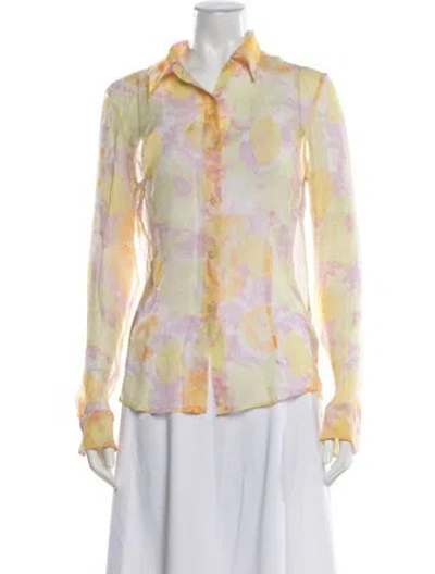 Pre-owned Dries Van Noten Silk Floral Print Blouse In Multi