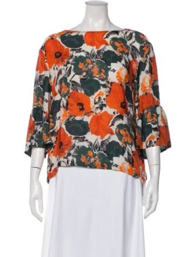 Pre-owned Dries Van Noten Silk Floral Print Blouse In Multi