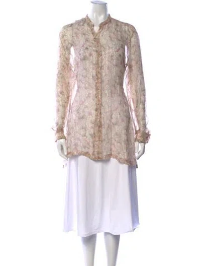 Pre-owned Dries Van Noten Silk Floral Print Blouse In Neutrals
