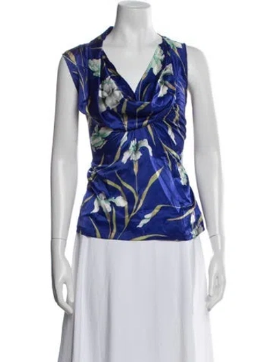 Pre-owned Dries Van Noten Silk Floral Print Blouse In White