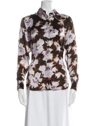 Pre-owned Dries Van Noten Silk Floral Print Button-up Top In Multi