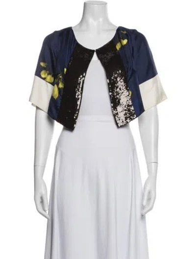 Pre-owned Dries Van Noten Silk Floral Print Jacket In White