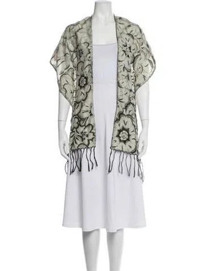 Pre-owned Dries Van Noten Silk Floral Print Scarf In Black/green