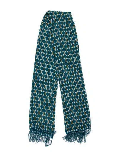 Pre-owned Dries Van Noten Silk Floral Print Scarf In Blue