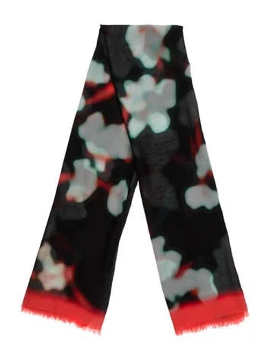 Pre-owned Dries Van Noten Silk Floral Print Scarf In Red