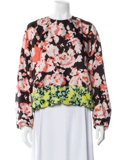 Pre-owned Dries Van Noten Silk Floral Print Sweatshirt In Multi
