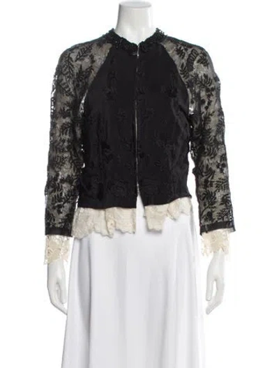 Pre-owned Dries Van Noten Silk Floral Print Top In Black