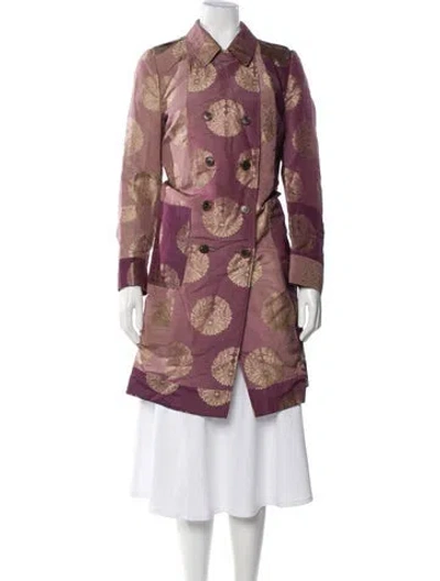 Pre-owned Dries Van Noten Silk Floral Print Trench Coat In Purple