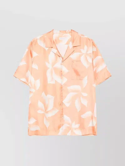 Dries Van Noten Silk Floral Shirt Chest Pocket In Brown