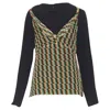 Dries Van Noten Silk Geometric Camisole Layer Top In Black