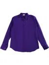 Dries Van Noten Satin Pointed Collar Long Sleeves Shirt In パープル