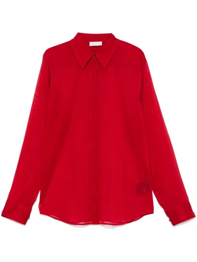 Dries Van Noten Silk Georgette Shirt In Red