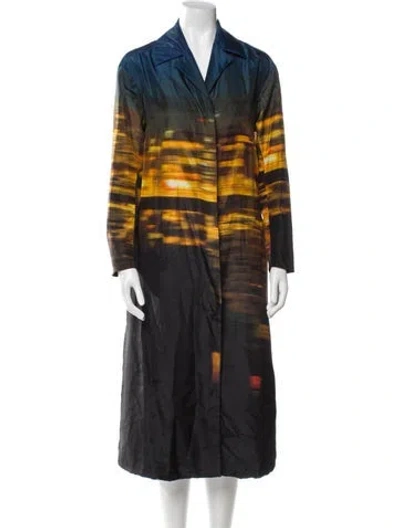 Pre-owned Dries Van Noten Silk Graphic Print Coat In Multi