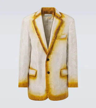 Dries Van Noten Silk Jacquard Blazer In Gold