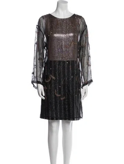 Pre-owned Dries Van Noten Silk Knee-length Dress In Black