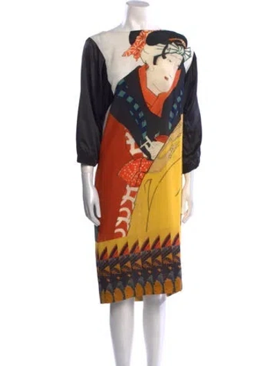 Pre-owned Dries Van Noten Silk Knee-length Dress In Black