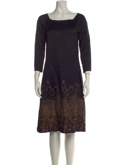 Pre-owned Dries Van Noten Silk Knee-length Dress In Black