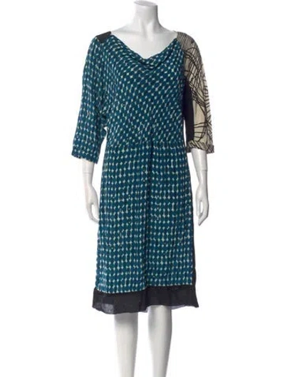 Pre-owned Dries Van Noten Silk Knee-length Dress In Blue