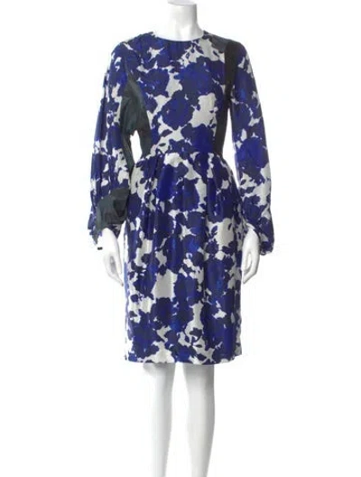 Pre-owned Dries Van Noten Silk Knee-length Dress In Blue