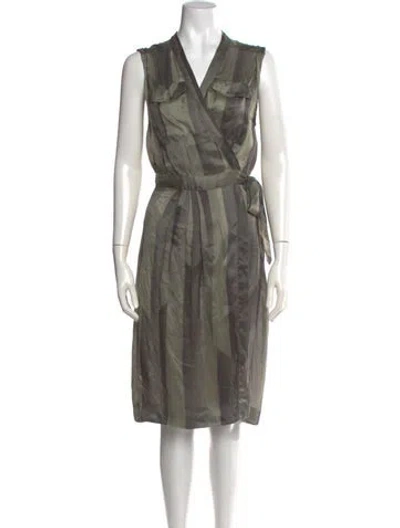 Pre-owned Dries Van Noten Silk Knee-length Dress In Green