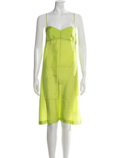 Pre-owned Dries Van Noten Silk Knee-length Dress In Green