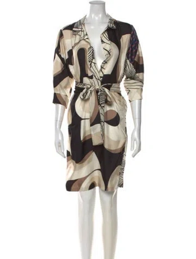 Pre-owned Dries Van Noten Silk Knee-length Dress In Neutral