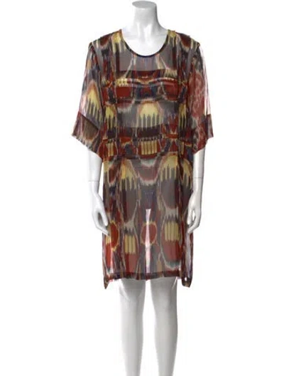 Pre-owned Dries Van Noten Silk Knee-length Dress In Orange