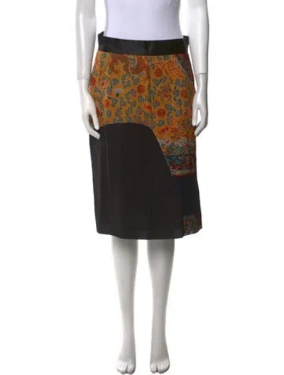 Pre-owned Dries Van Noten Silk Knee-length Skirt In Black