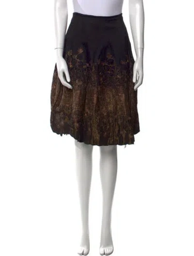 Pre-owned Dries Van Noten Silk Knee-length Skirt In Black