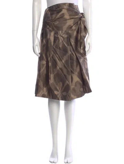 Pre-owned Dries Van Noten Silk Knee-length Skirt In Brown