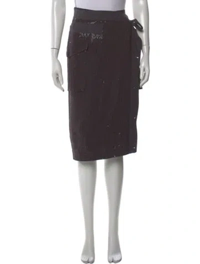 Pre-owned Dries Van Noten Silk Knee-length Skirt In Gray