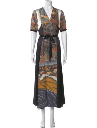 Pre-owned Dries Van Noten Silk Long Dress In Black