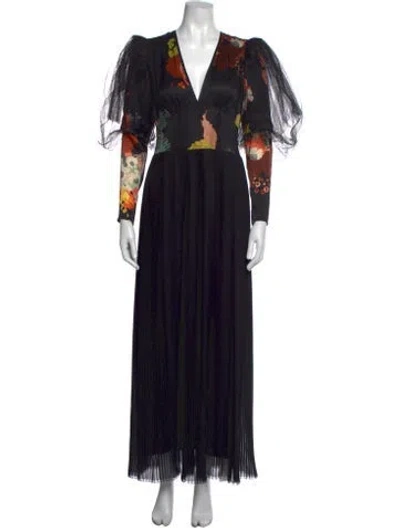 Pre-owned Dries Van Noten Silk Long Dress In Black