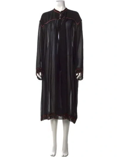 Pre-owned Dries Van Noten Silk Long Dress In Black