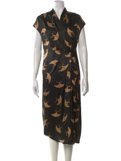 Pre-owned Dries Van Noten Silk Long Dress In Brown