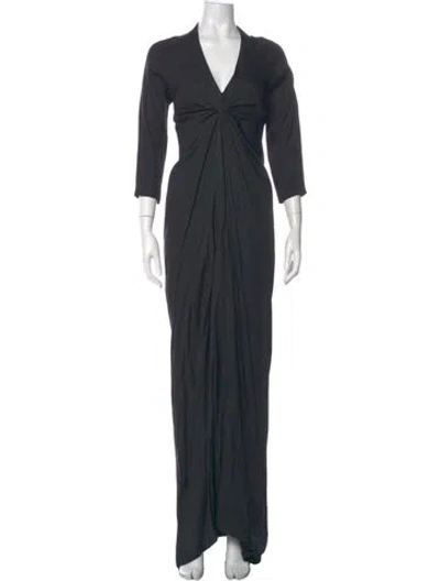 Pre-owned Dries Van Noten Silk Long Dress In Gray