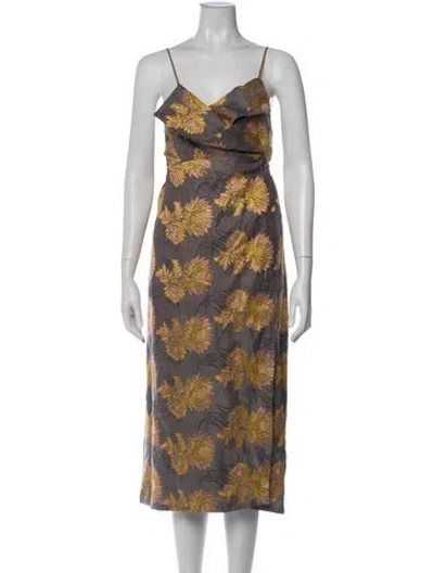 Pre-owned Dries Van Noten Silk Long Dress In Multi