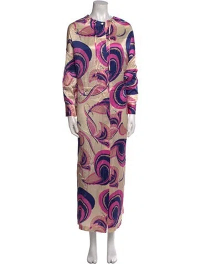 Pre-owned Dries Van Noten Silk Long Dress In Purple