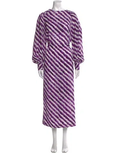 Pre-owned Dries Van Noten Silk Long Dress In Purple