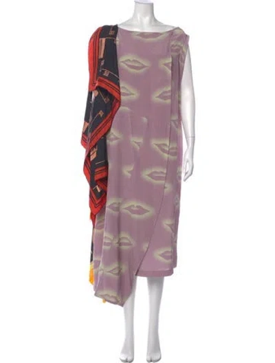 Pre-owned Dries Van Noten Silk Long Dress In Purple