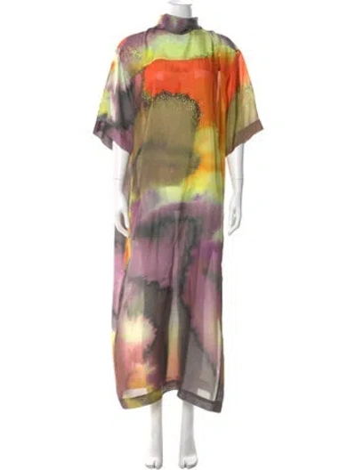 Pre-owned Dries Van Noten Silk Long Dress In Purple