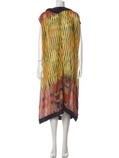 Pre-owned Dries Van Noten Silk Long Dress In Yellow