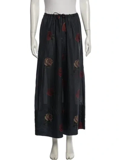 Pre-owned Dries Van Noten Silk Long Skirt In Blue